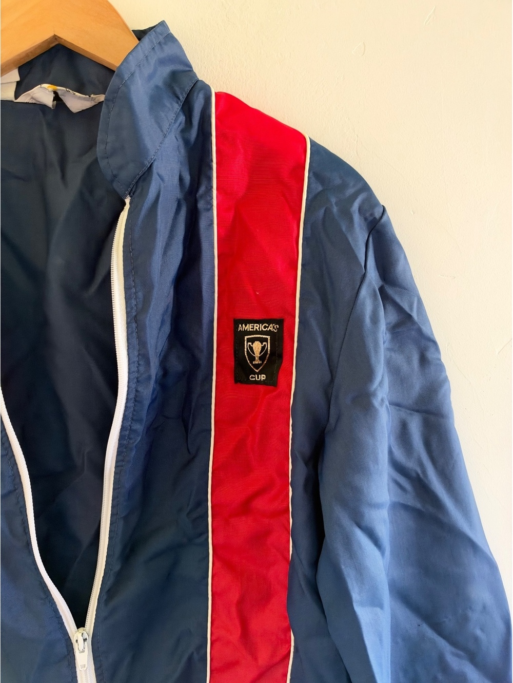 Vintage America’s Cup Gaylord Windbreaker Jacket Navy Red Medium 80s 90s Sailing - Picture 2 of 3